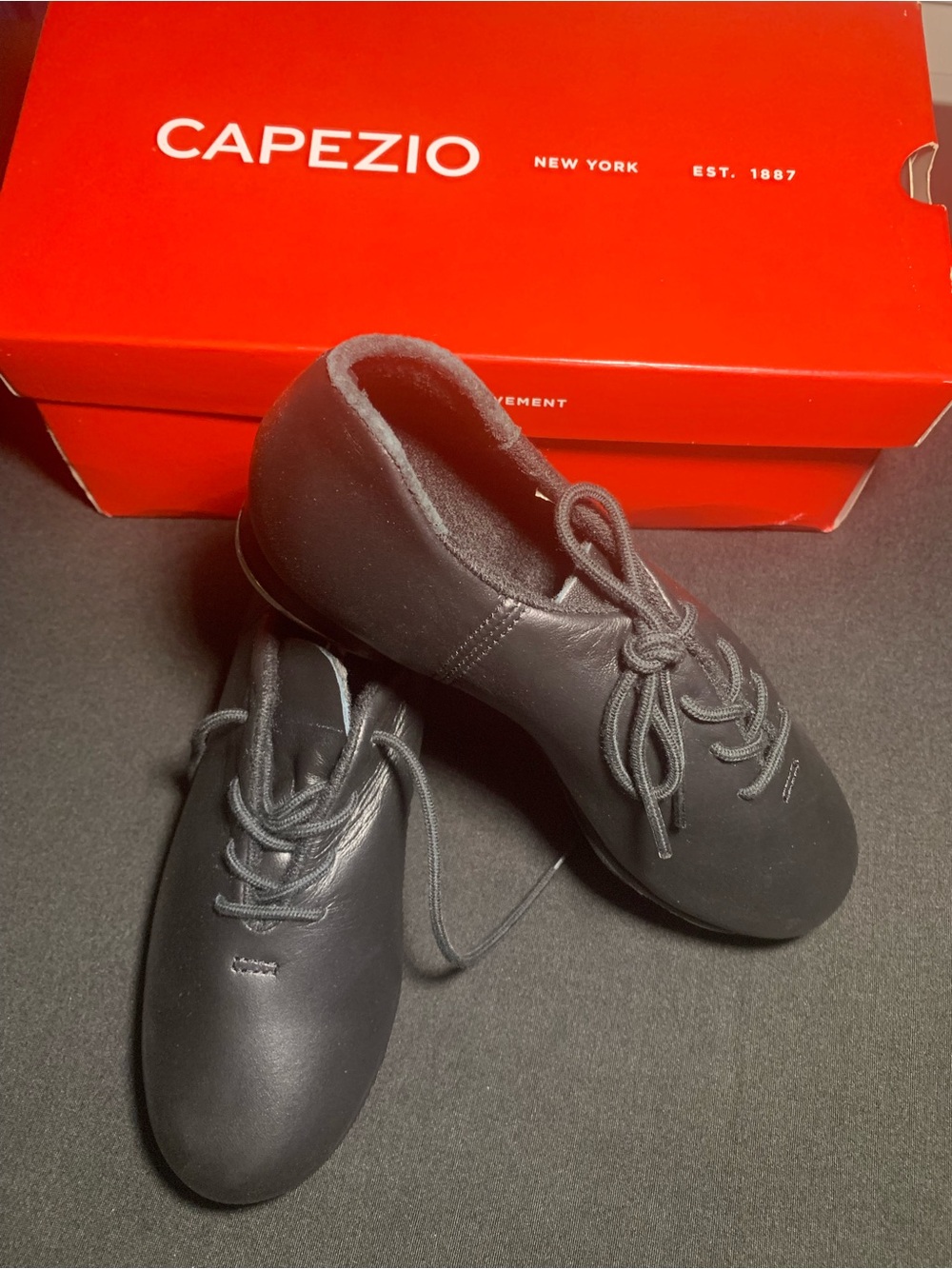 Capezio Kids Black Lace-Up Tap dance Shoes